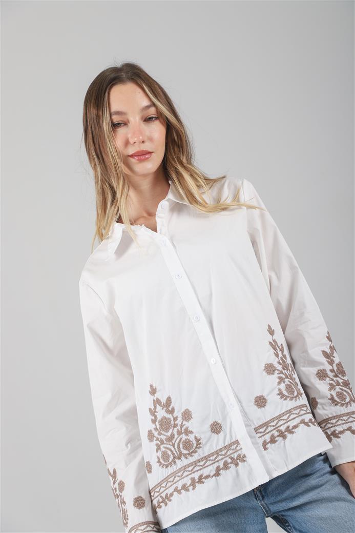 Camisa Vizantina Poplin Bordada